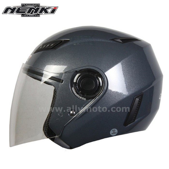 129 Nenki Open Face Helmet Motorbike Cruiser Chopper Touring Street Scooter Riding Clear Lens Shield@2